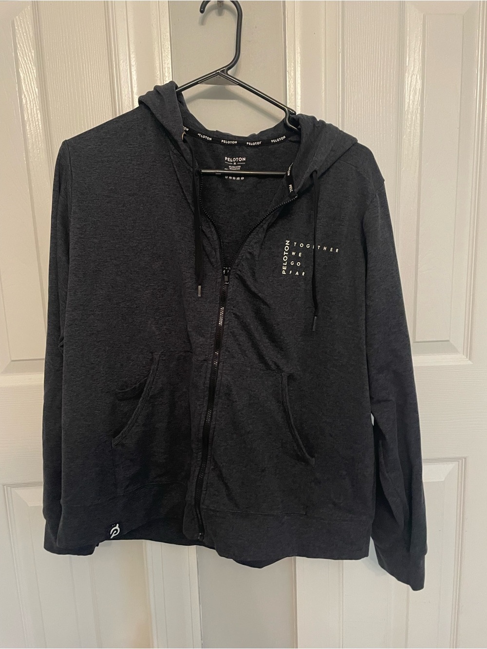 Peloton Charcoal Zip-Up Hoodie in Black